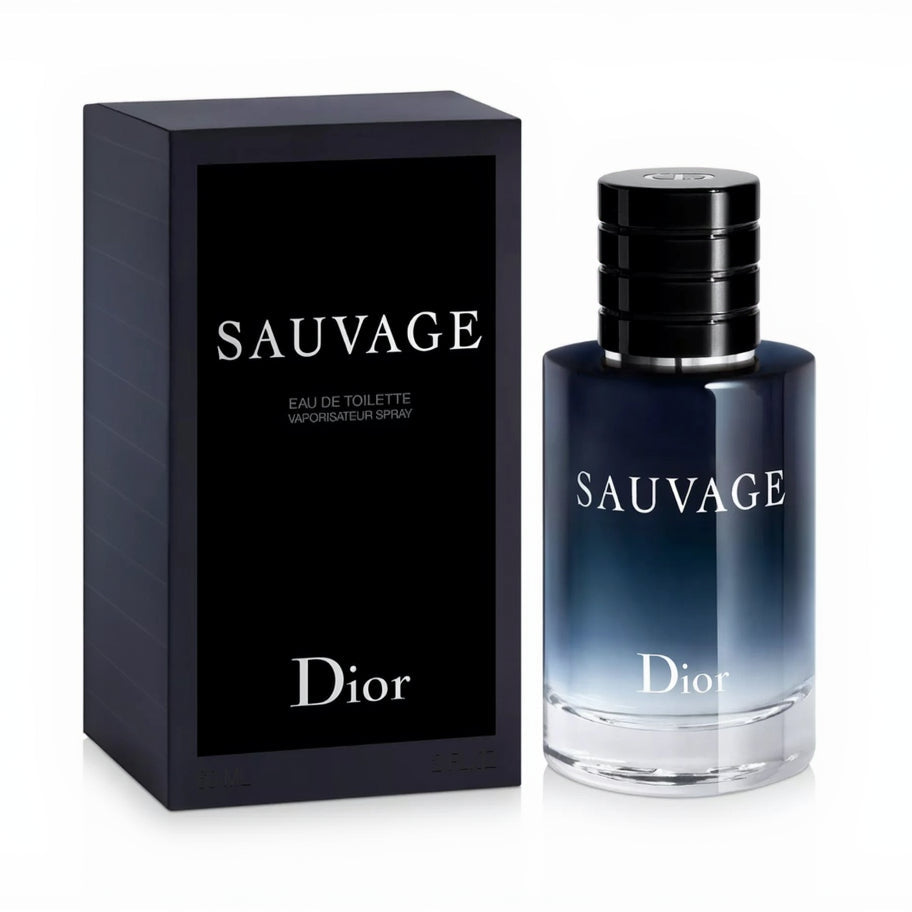 Dior Sauvage perfume bottle and packaging on a white background