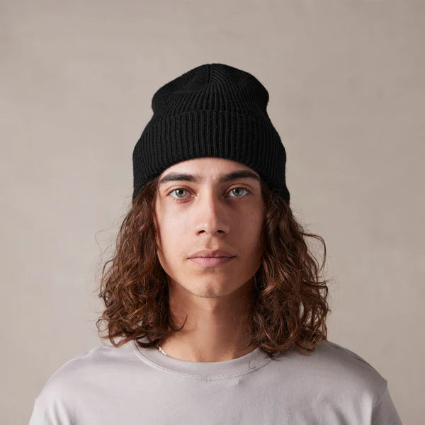 Black Cashmere Wool Beanie