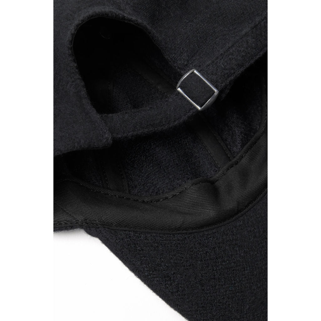 Black American Wool Herringbone 6-Panel Cap