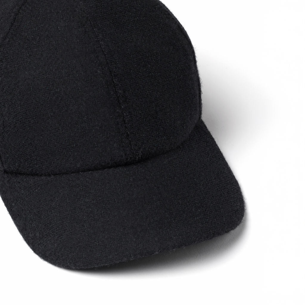 Black American Wool Herringbone 6-Panel Cap