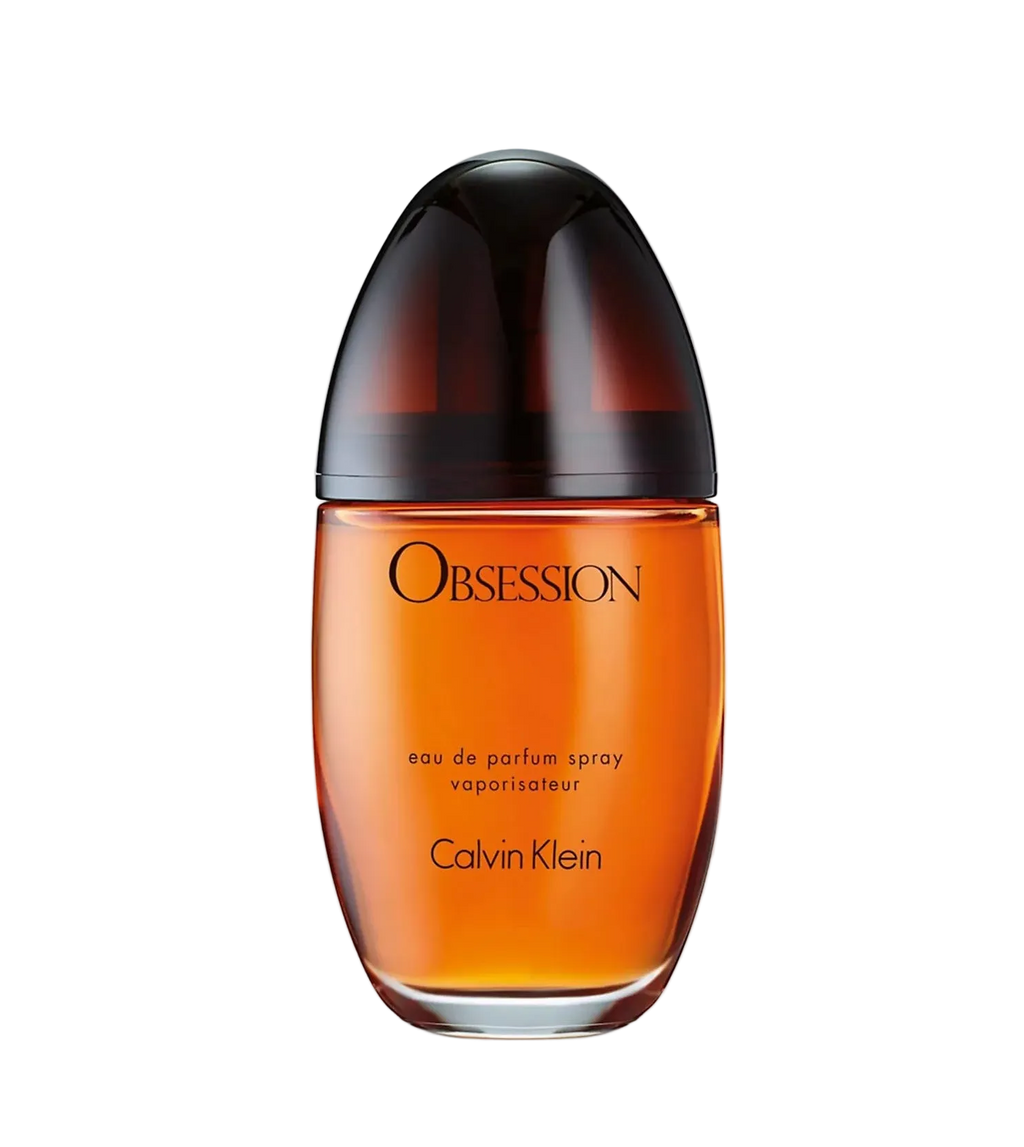 Calvin Klein Obsession perfume bottle on a light gray background