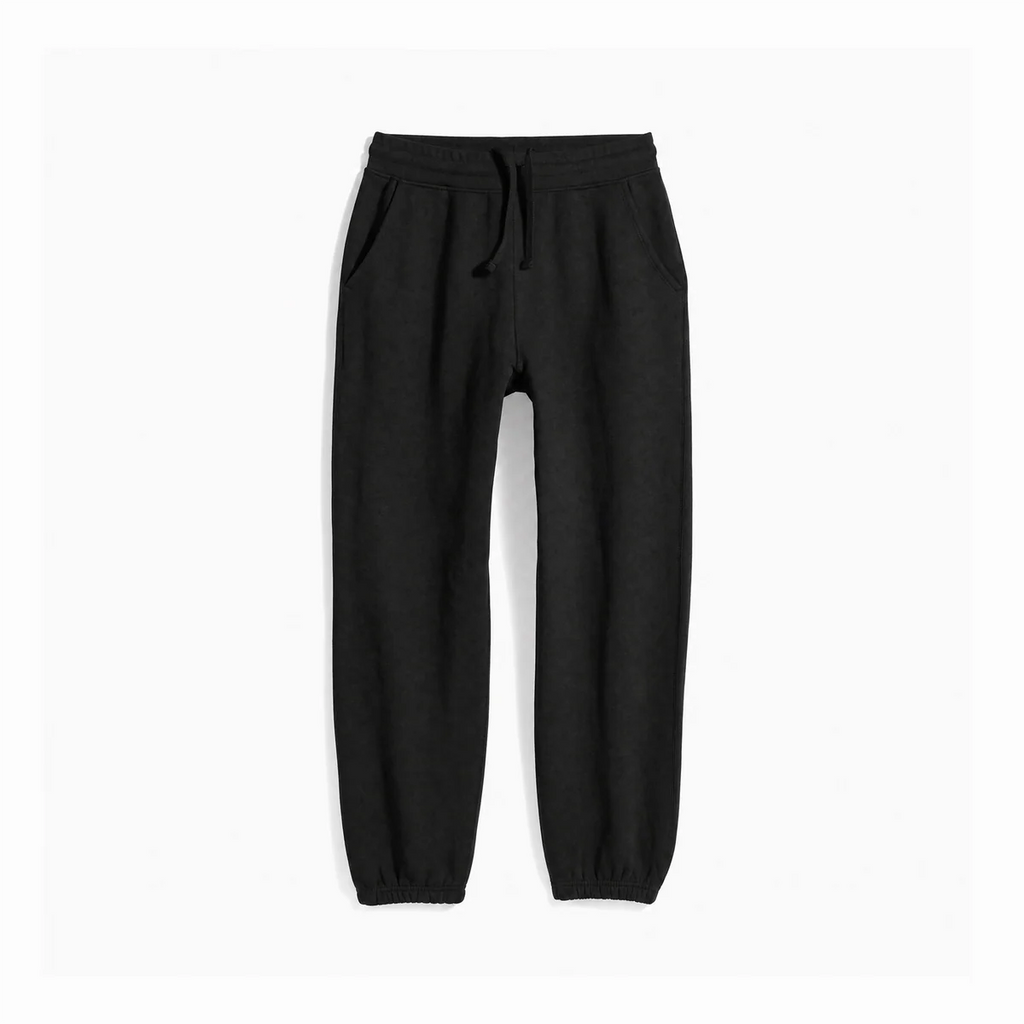 Black Organic Heavyweight Brushed Cuffed Pant