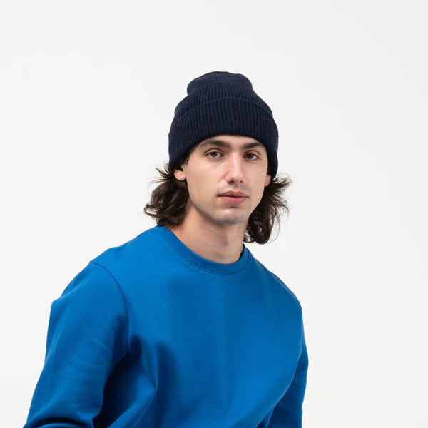 Navy Cashmere Wool Beanie