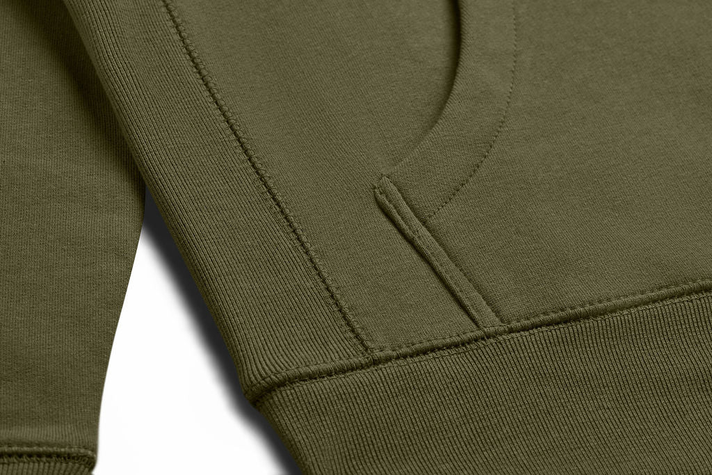 Military Olive Heavyweight Organic Brushed Hood