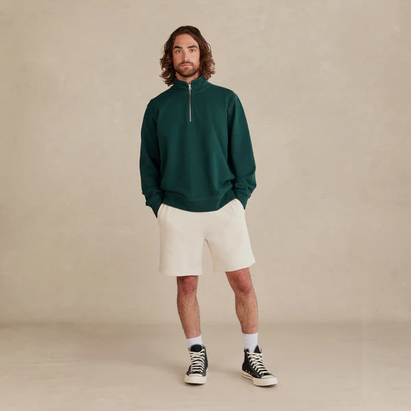 Pine Ultra Heavyweight Organic French Terry Quarter Zip, Unisex