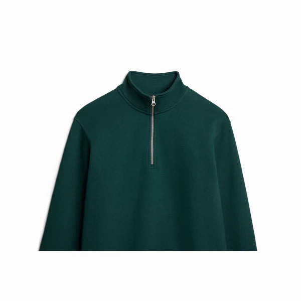 Pine Ultra Heavyweight Organic French Terry Quarter Zip, Unisex