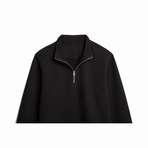 Black Ultra Heavyweight Organic French Terry Quarter Zip, Unisex