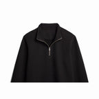 Black Ultra Heavyweight Organic French Terry Quarter Zip, Unisex