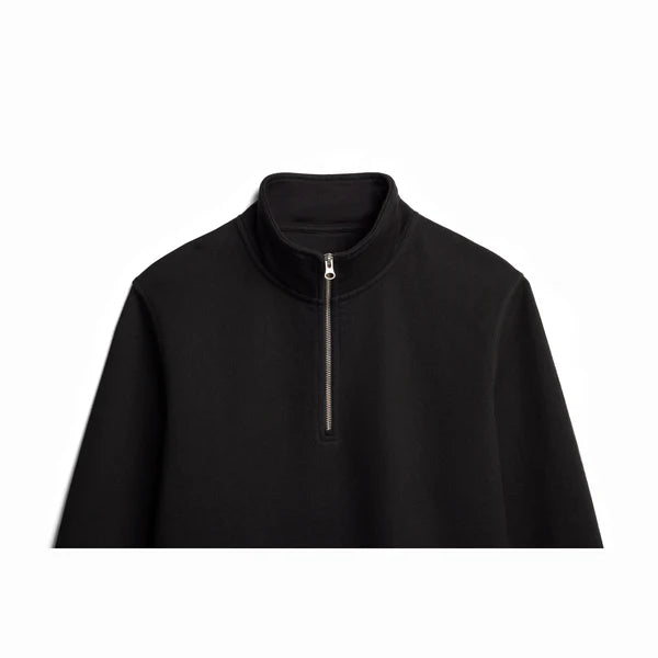 Black Ultra Heavyweight Organic French Terry Quarter Zip, Unisex