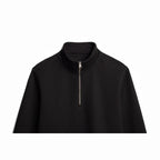 Black Ultra Heavyweight Organic French Terry Quarter Zip, Unisex