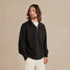 Black Ultra Heavyweight Organic French Terry Quarter Zip, Unisex
