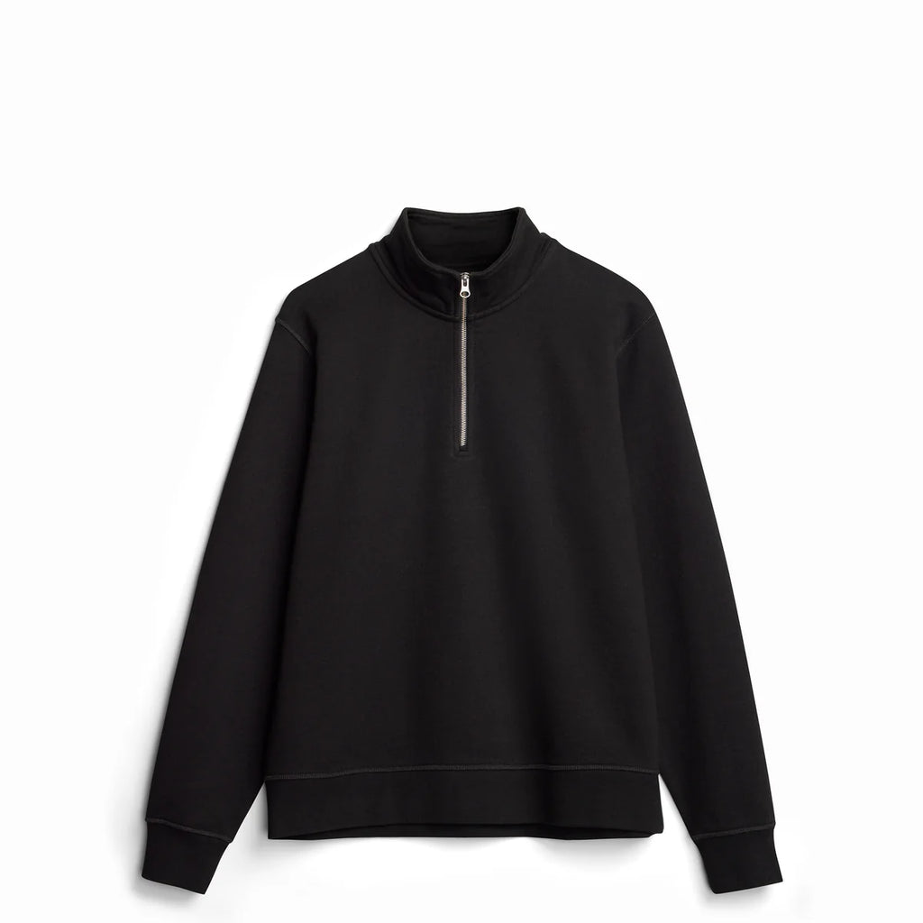 Black Ultra Heavyweight Organic French Terry Quarter Zip, Unisex
