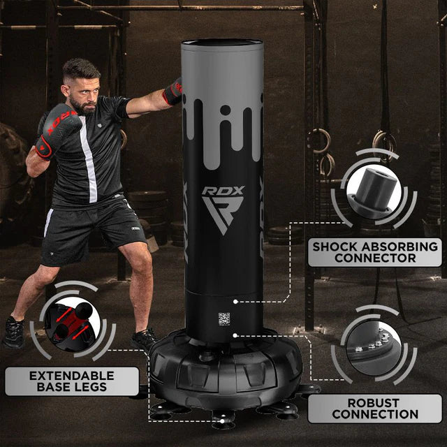 RDX F9 6ft Adults Free Standing Punch Bag With Bag Mitts For Training & Workout Set